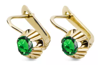Vintage Earrings Emerald 14K Yellow gold vec027y
